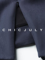 chicjuly Cross Texture High Waist Pleated Women's Worsted Wool Midi Skirts