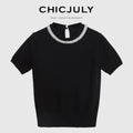 chicjuly Diamond 3d Embroidery Knitted Round Neck Women's Wool Short Sleeve T-shirts 901604504536