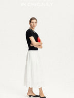 chicjuly Diamond 3d Embroidery Knitted Round Neck Women's Wool Short Sleeve T-shirts