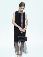 chicjuly Double Layer Tulle 3d Embroidered Floral Women's Casual Midi Dresses