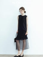 chicjuly Double Layer Tulle 3d Embroidered Floral Women's Casual Midi Dresses