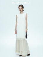 chicjuly Double Layer Tulle 3d Embroidered Floral Women's Casual Midi Dresses