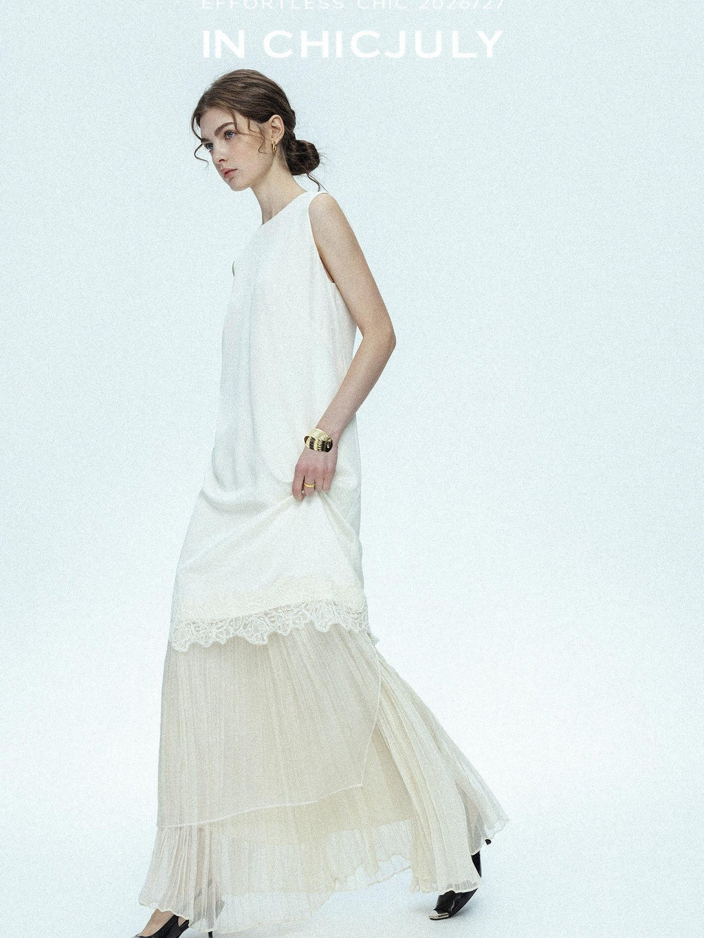 chicjuly Double Layer Tulle 3d Embroidered Floral Women's Casual Midi Dresses