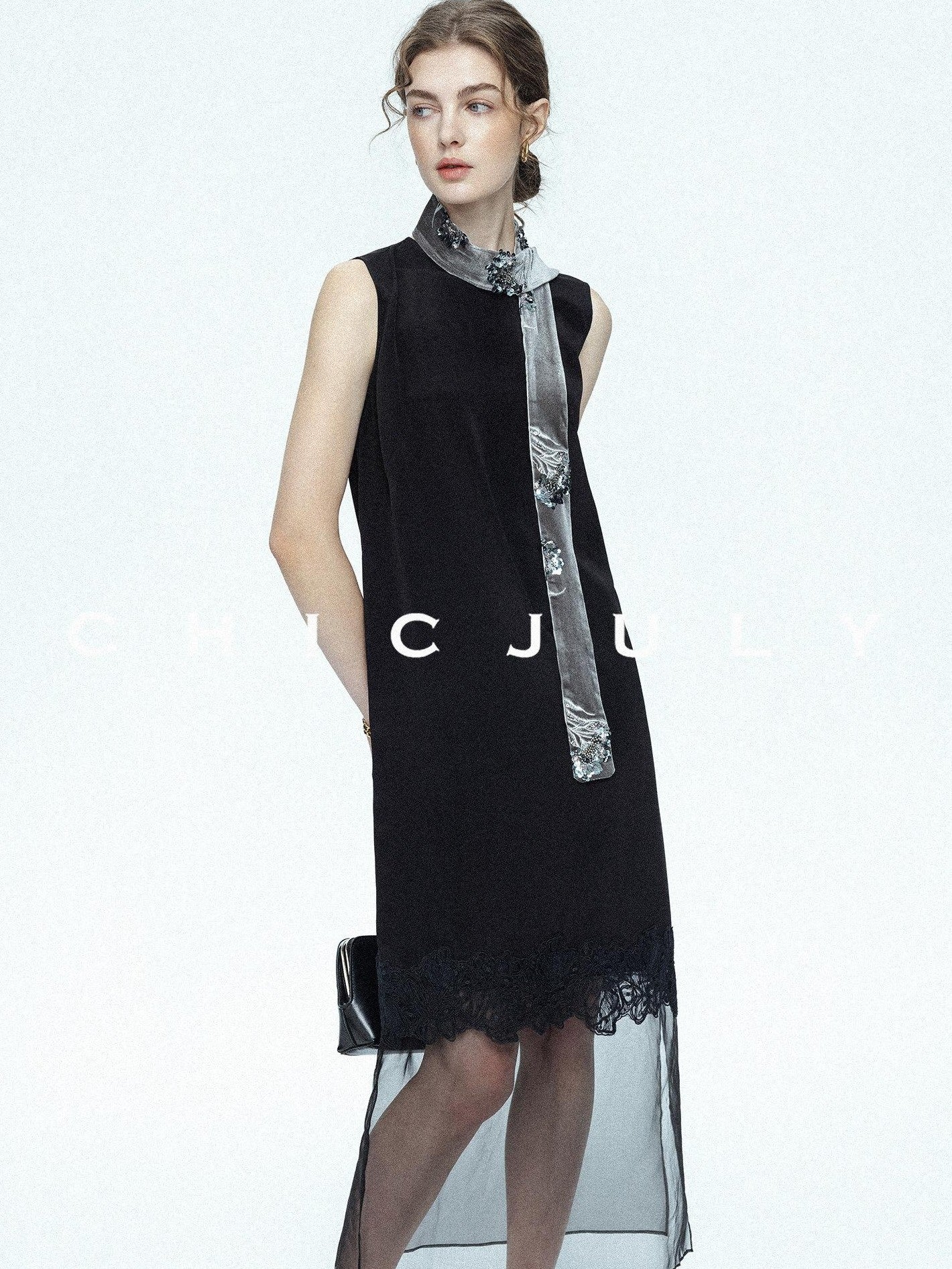 chicjuly Double Layer Tulle 3d Embroidered Floral Women's Casual Midi Dresses