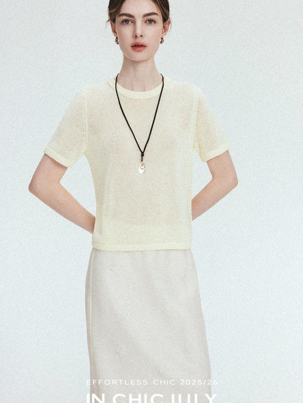 chicjuly Double Needle Texture Washi Yarn Women's Linen Blend Short Sleeve T-shirts