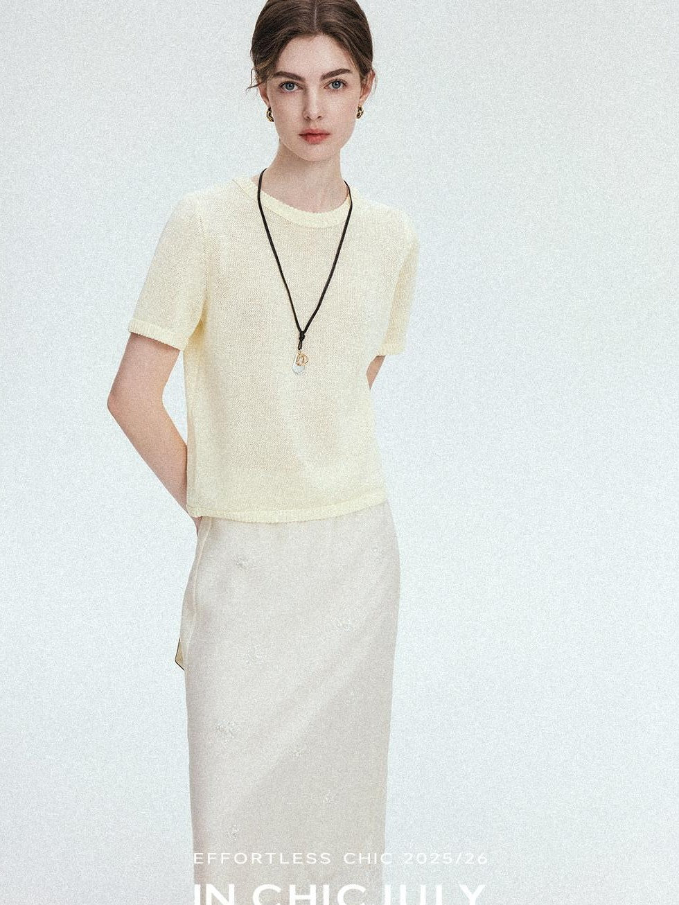 chicjuly Double Needle Texture Washi Yarn Women's Linen Blend Short Sleeve T-shirts