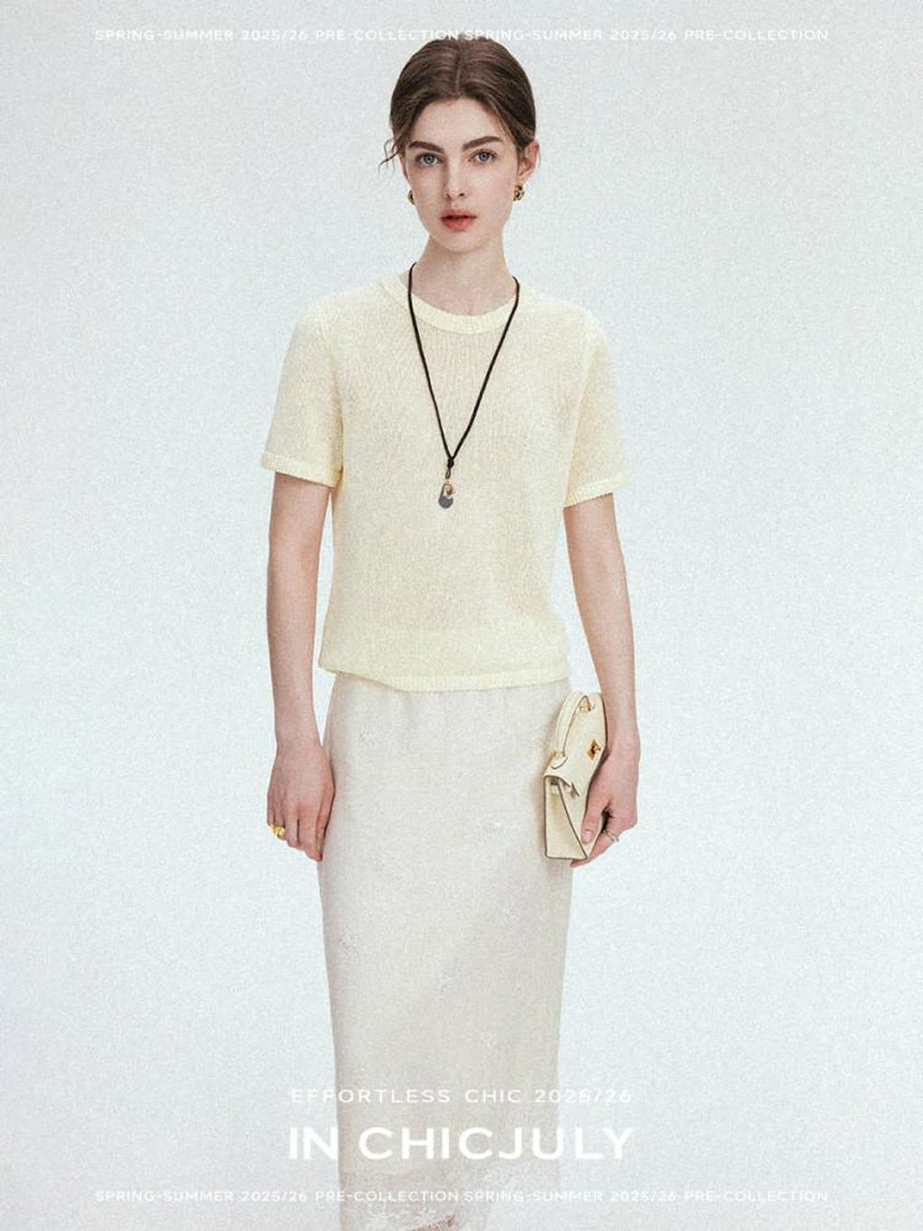 chicjuly Double Needle Texture Washi Yarn Women's Linen Blend Short Sleeve T-shirts