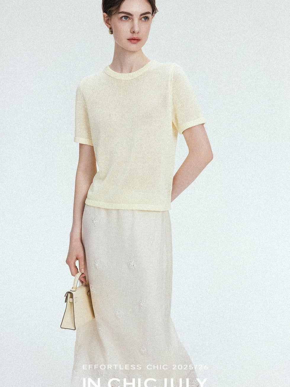 chicjuly Double Needle Texture Washi Yarn Women's Linen Blend Short Sleeve T-shirts
