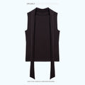 chicjuly Draped Ribbon Sleeveless Women's Acetate Mesh Top & Skirt Sets 1031886938393