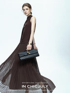 chicjuly Draped Ribbon Sleeveless Women's Acetate Mesh Top & Skirt Sets