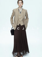 chicjuly Draped Ribbon Sleeveless Women's Acetate Mesh Top & Skirt Sets