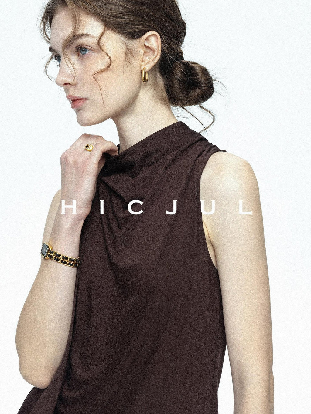 chicjuly Draped Ribbon Sleeveless Women's Acetate Mesh Top & Skirt Sets