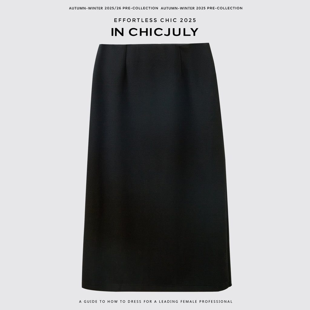 chicjuly Draped Slimming High Waist Elastic A Line Wrinkle Free Women's Wool Midi Skirts 969510173463