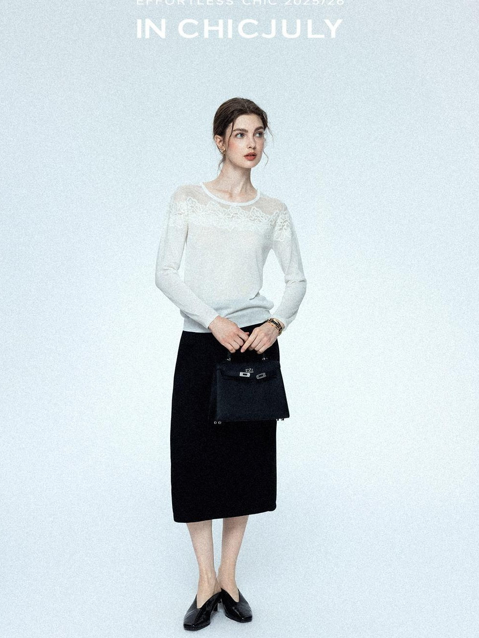chicjuly Draped Slimming High Waist Elastic A Line Wrinkle Free Women's Wool Midi Skirts
