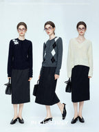 chicjuly Draped Slimming High Waist Elastic A Line Wrinkle Free Women's Wool Midi Skirts