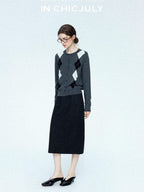 chicjuly Draped Slimming High Waist Elastic A Line Wrinkle Free Women's Wool Midi Skirts