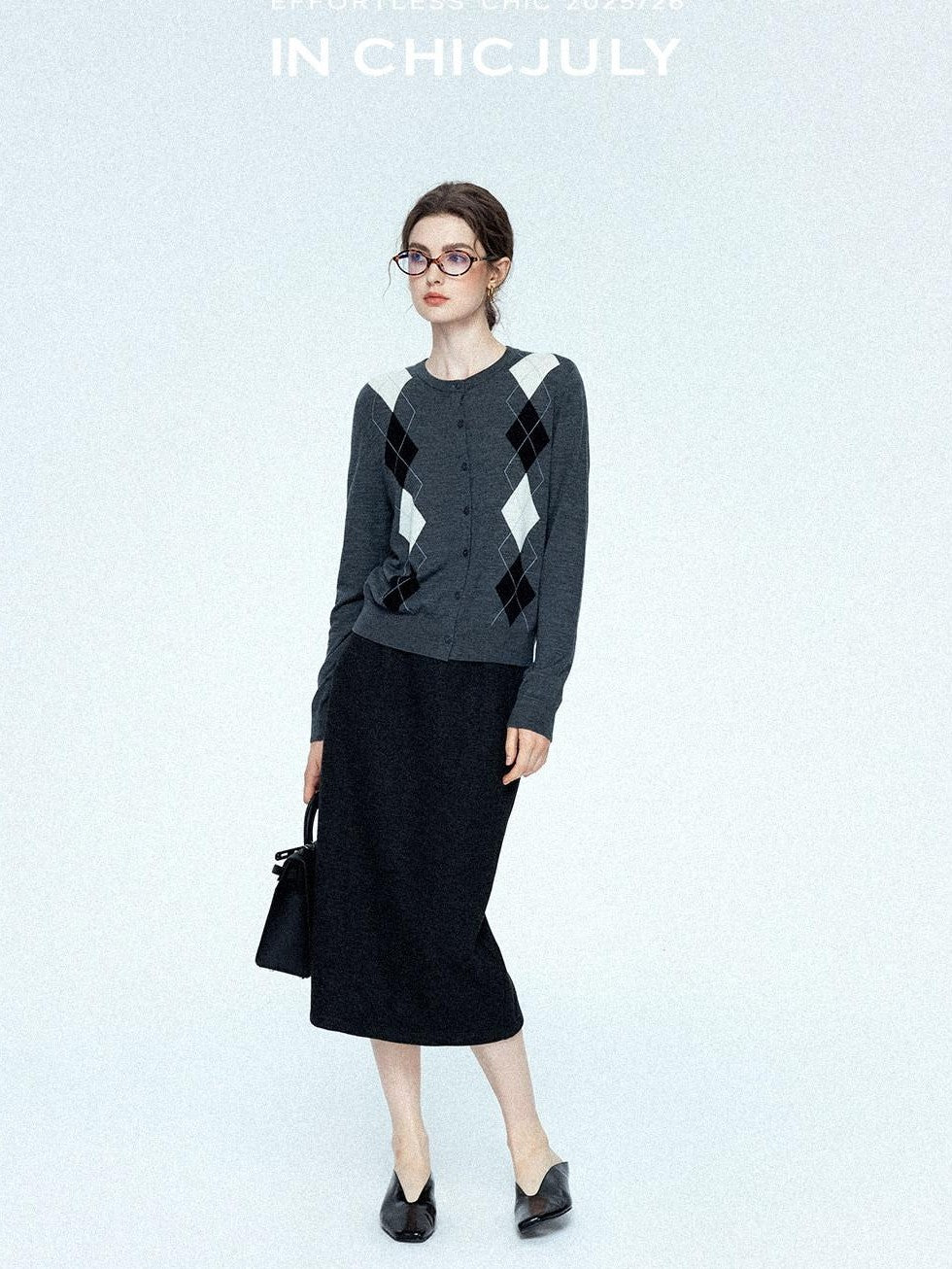 chicjuly Draped Slimming High Waist Elastic A Line Wrinkle Free Women's Wool Midi Skirts