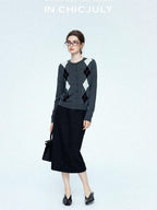 chicjuly Draped Slimming High Waist Elastic A Line Wrinkle Free Women's Wool Midi Skirts