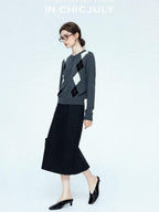 chicjuly Draped Slimming High Waist Elastic A Line Wrinkle Free Women's Wool Midi Skirts