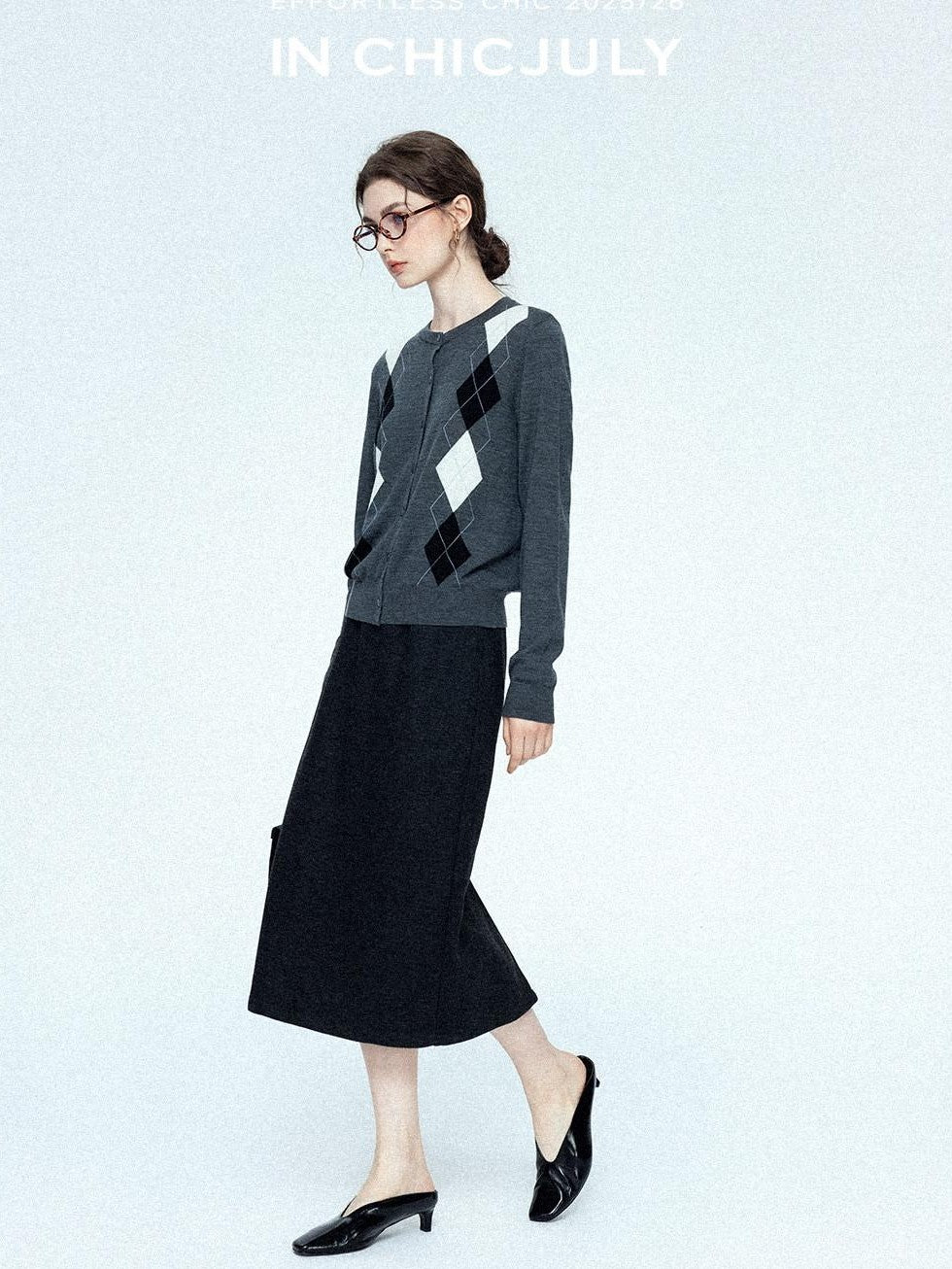 chicjuly Draped Slimming High Waist Elastic A Line Wrinkle Free Women's Wool Midi Skirts
