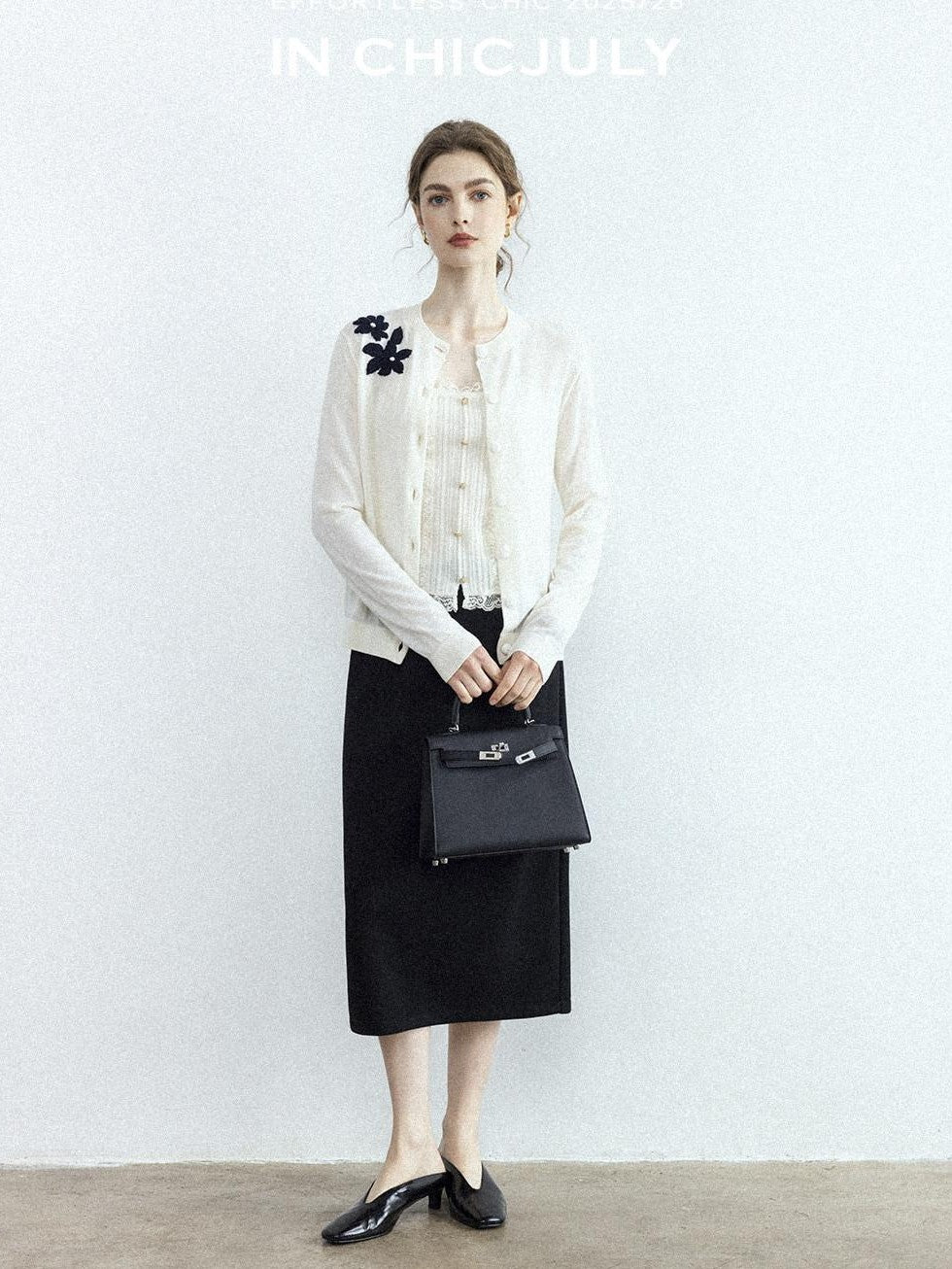 chicjuly Draped Slimming High Waist Elastic A Line Wrinkle Free Women's Wool Midi Skirts