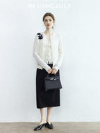 chicjuly Draped Slimming High Waist Elastic A Line Wrinkle Free Women's Wool Midi Skirts