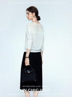 chicjuly Draped Slimming High Waist Elastic A Line Wrinkle Free Women's Wool Midi Skirts