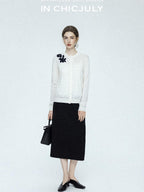 chicjuly Draped Slimming High Waist Elastic A Line Wrinkle Free Women's Wool Midi Skirts