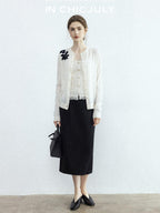 chicjuly Draped Slimming High Waist Elastic A Line Wrinkle Free Women's Wool Midi Skirts