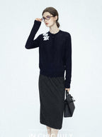 chicjuly Draped Slimming High Waist Elastic A Line Wrinkle Free Women's Wool Midi Skirts