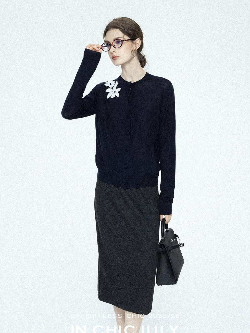 chicjuly Draped Slimming High Waist Elastic A Line Wrinkle Free Women's Wool Midi Skirts