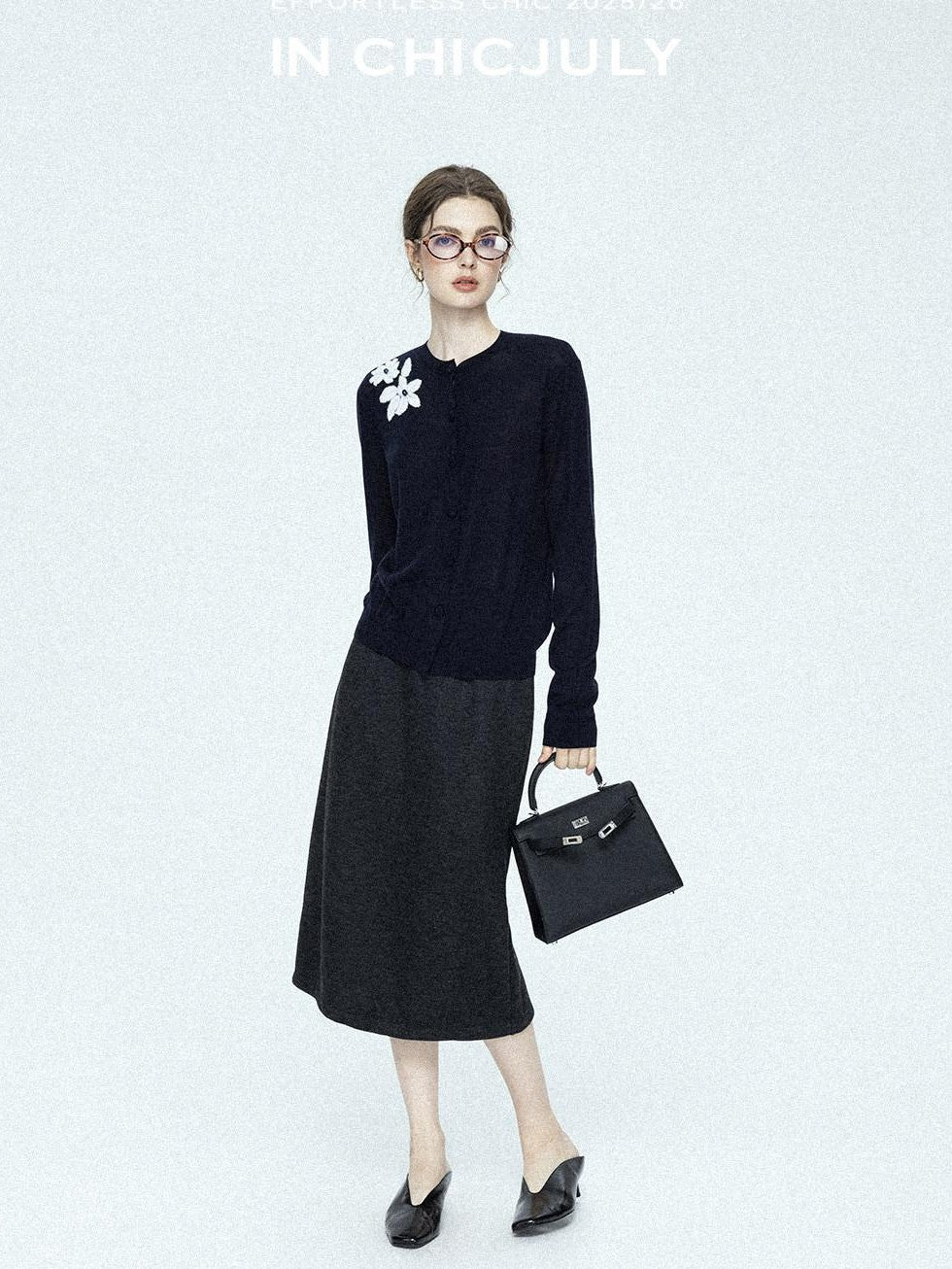 chicjuly Draped Slimming High Waist Elastic A Line Wrinkle Free Women's Wool Midi Skirts