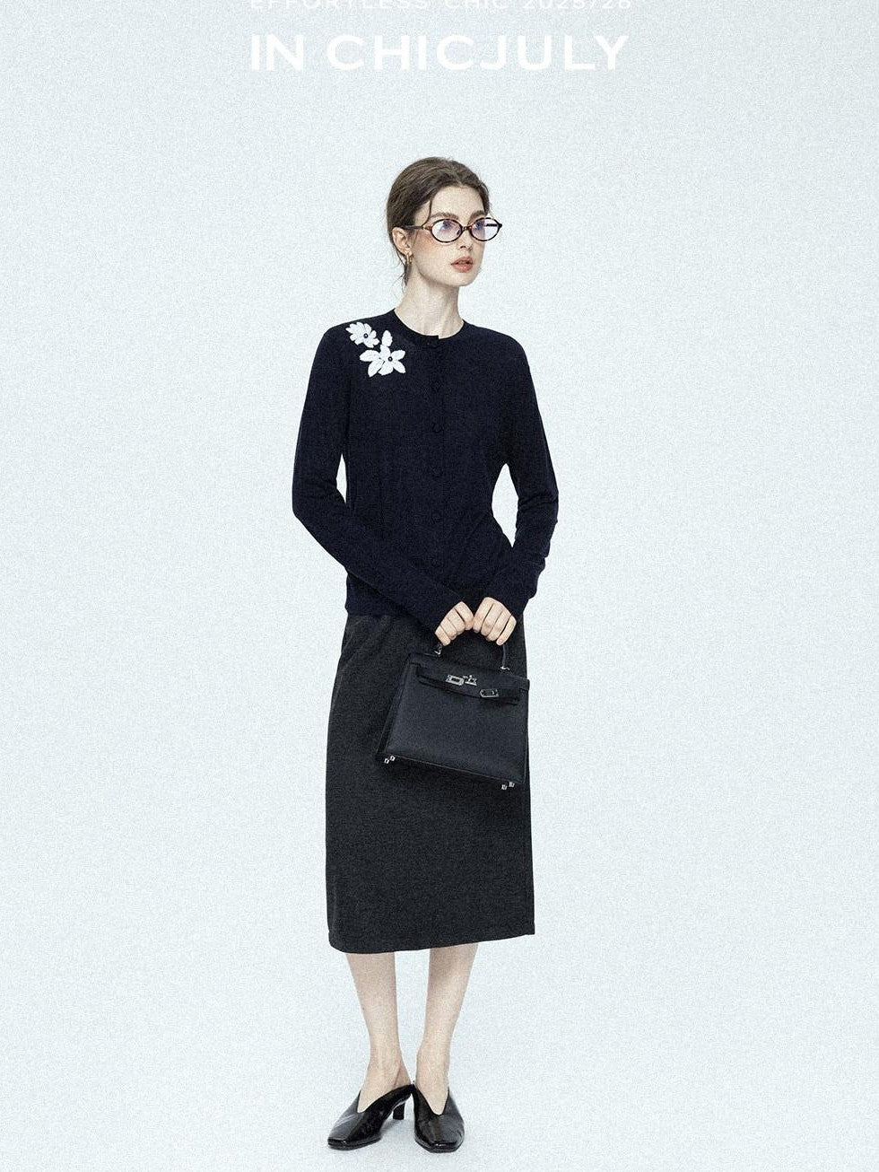chicjuly Draped Slimming High Waist Elastic A Line Wrinkle Free Women's Wool Midi Skirts