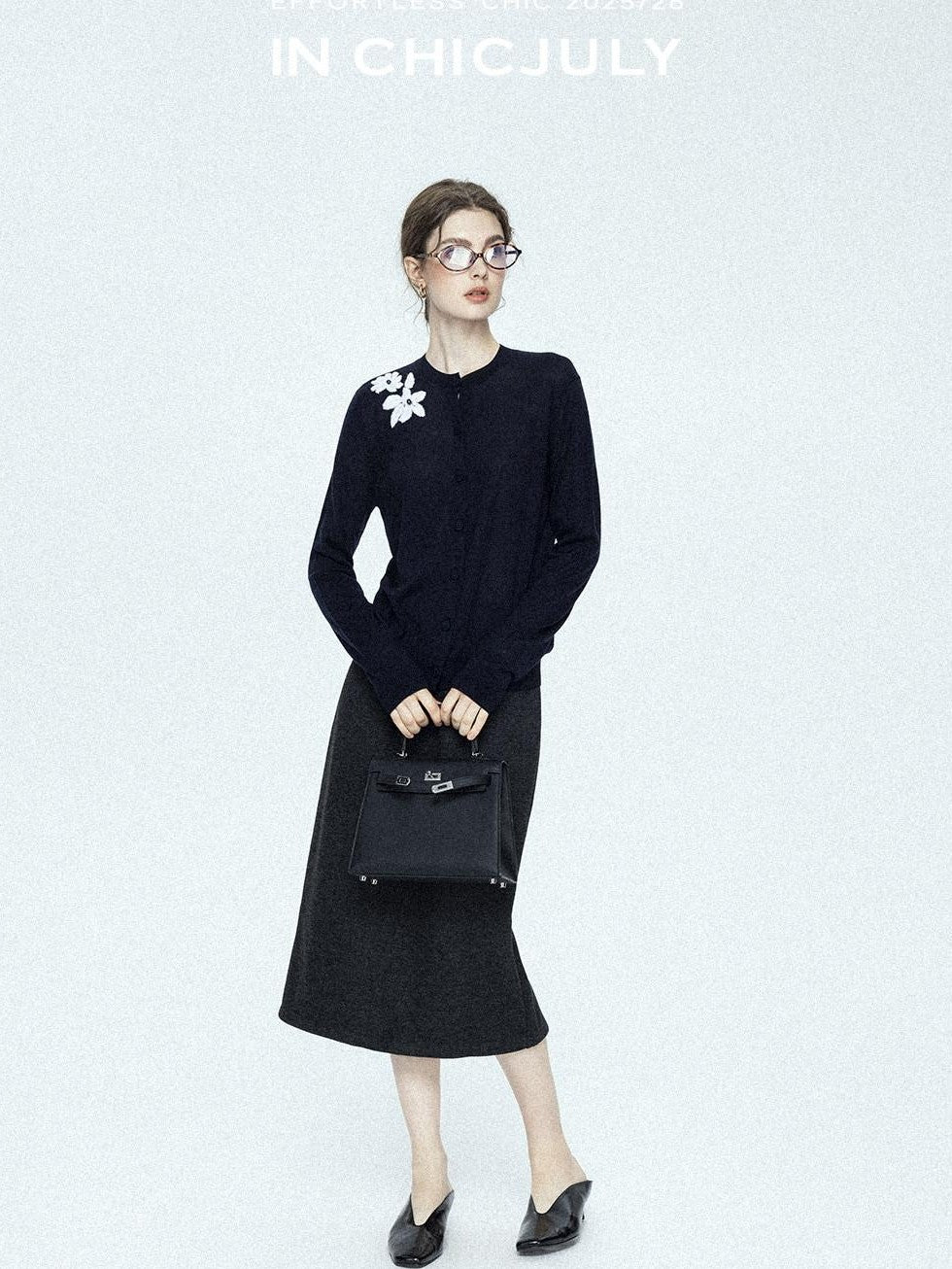 chicjuly Draped Slimming High Waist Elastic A Line Wrinkle Free Women's Wool Midi Skirts