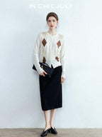 chicjuly Draped Slimming High Waist Elastic A Line Wrinkle Free Women's Wool Midi Skirts