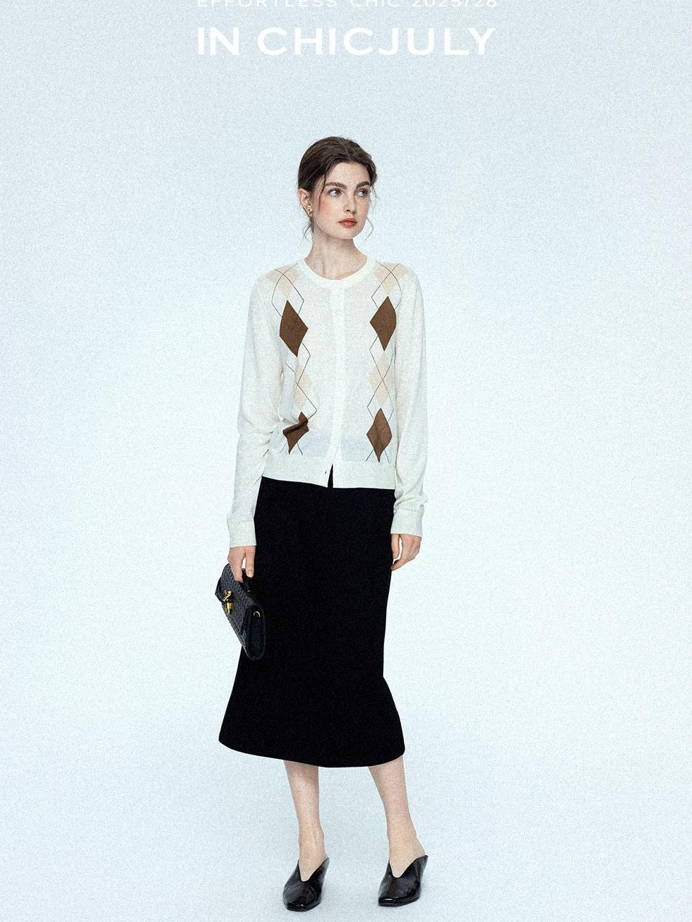 chicjuly Draped Slimming High Waist Elastic A Line Wrinkle Free Women's Wool Midi Skirts