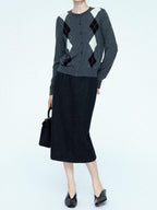 chicjuly Draped Slimming High Waist Elastic A Line Wrinkle Free Women's Wool Midi Skirts
