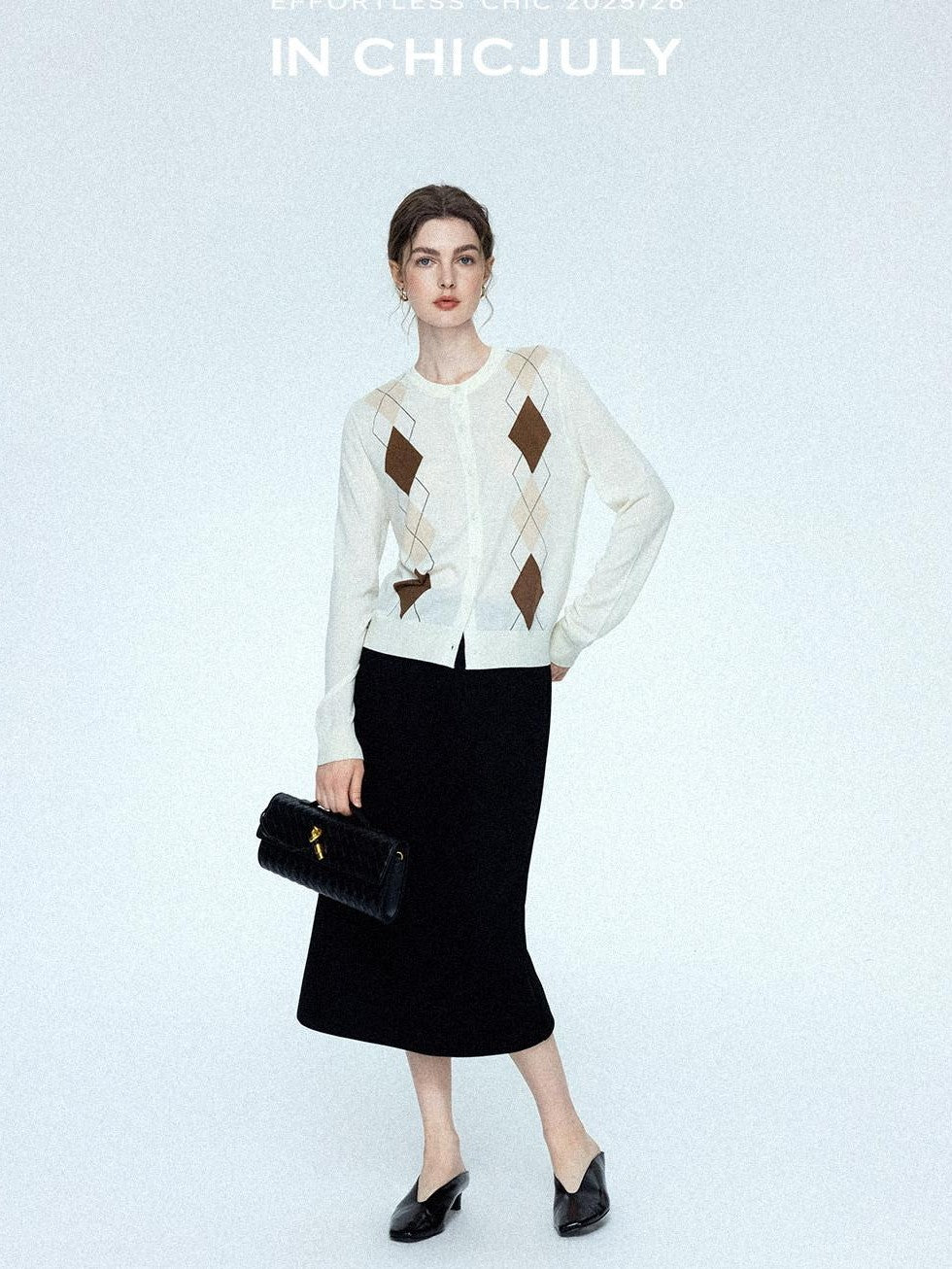 chicjuly Draped Slimming High Waist Elastic A Line Wrinkle Free Women's Wool Midi Skirts