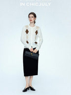 chicjuly Draped Slimming High Waist Elastic A Line Wrinkle Free Women's Wool Midi Skirts