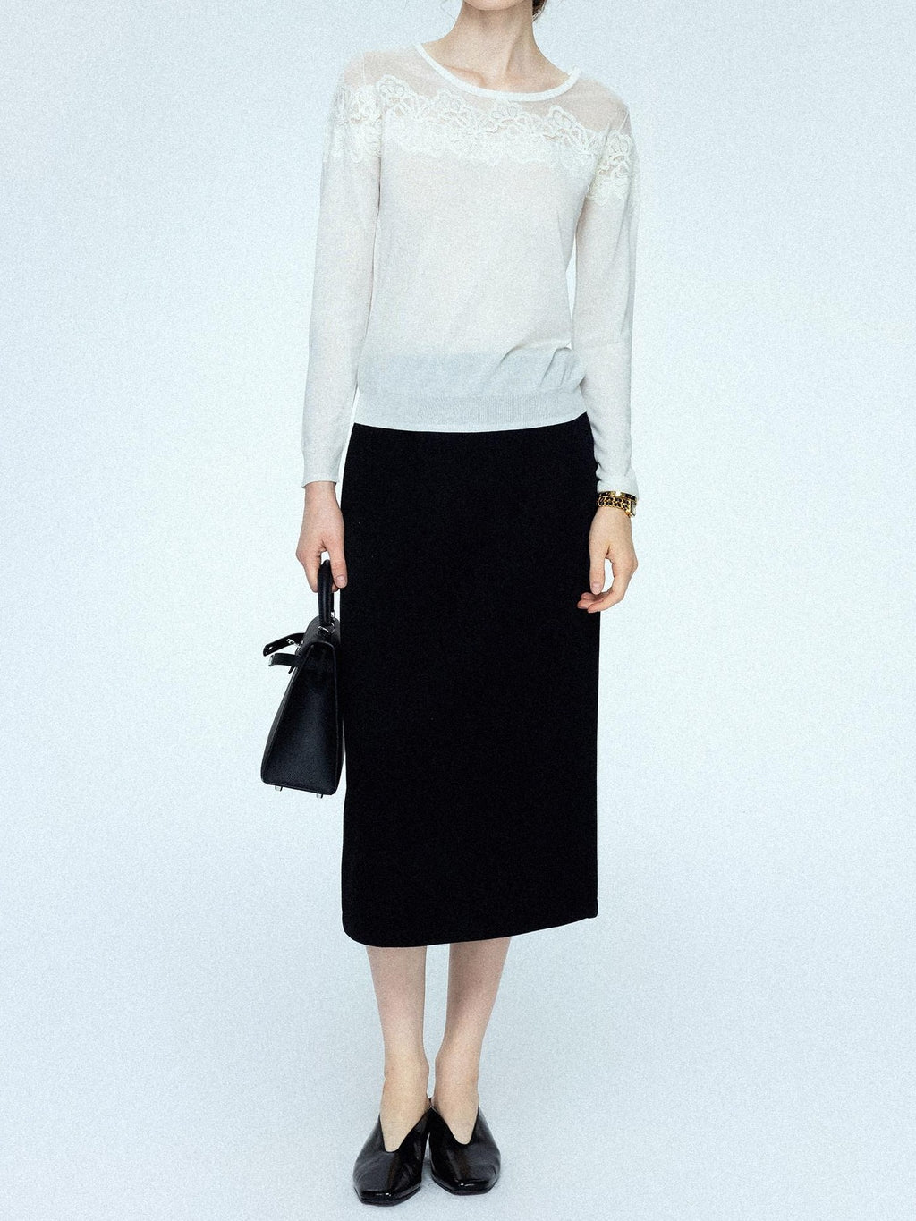 chicjuly Draped Slimming High Waist Elastic A Line Wrinkle Free Women's Wool Midi Skirts