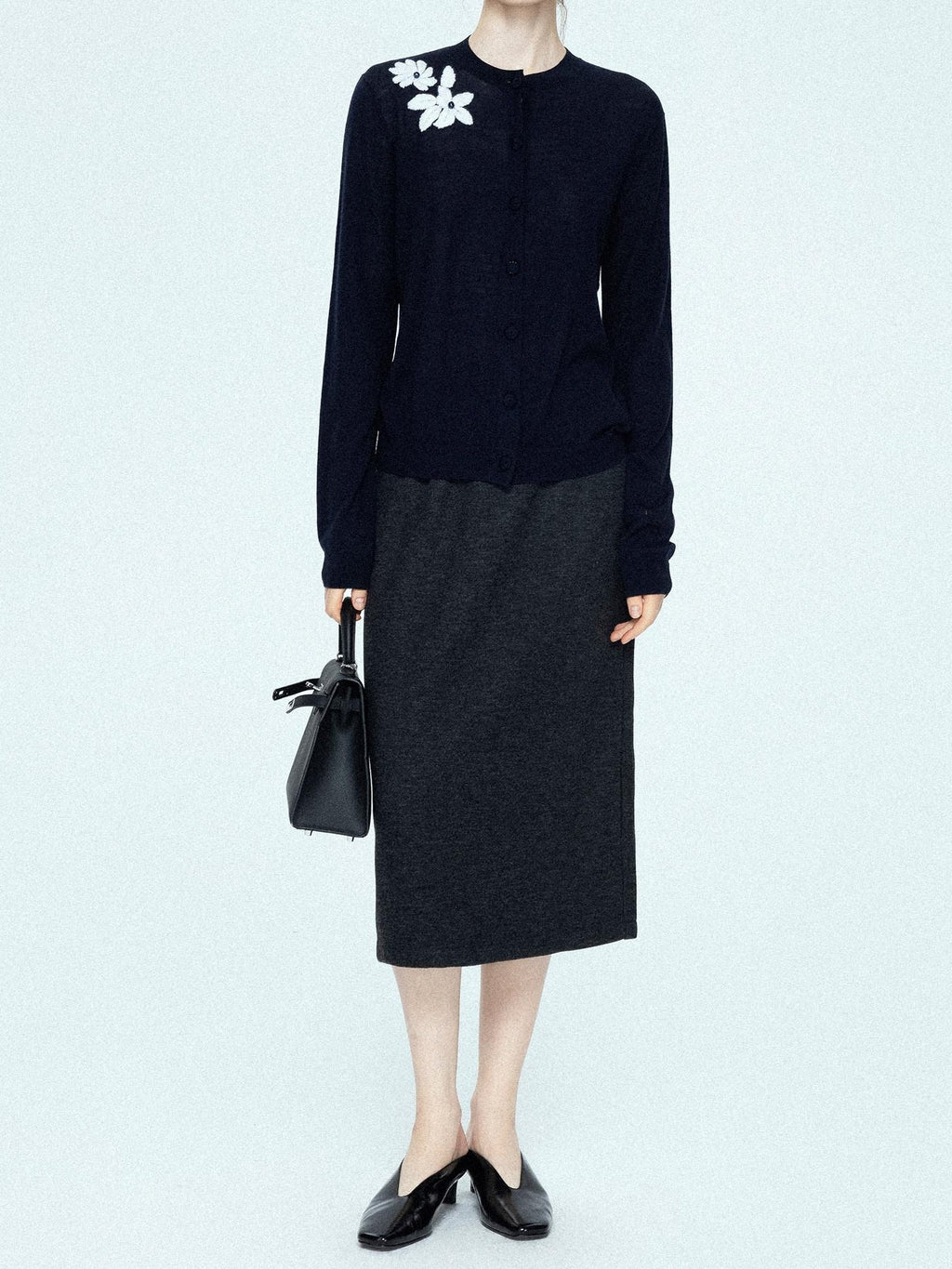 chicjuly Draped Slimming High Waist Elastic A Line Wrinkle Free Women's Wool Midi Skirts