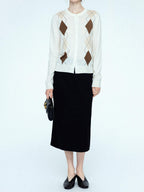 chicjuly Draped Slimming High Waist Elastic A Line Wrinkle Free Women's Wool Midi Skirts