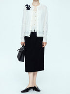 chicjuly Draped Slimming High Waist Elastic A Line Wrinkle Free Women's Wool Midi Skirts