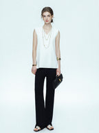 chicjuly Drapey High Waist Pleated High Stretch Straight Leg Women's Other Chinos