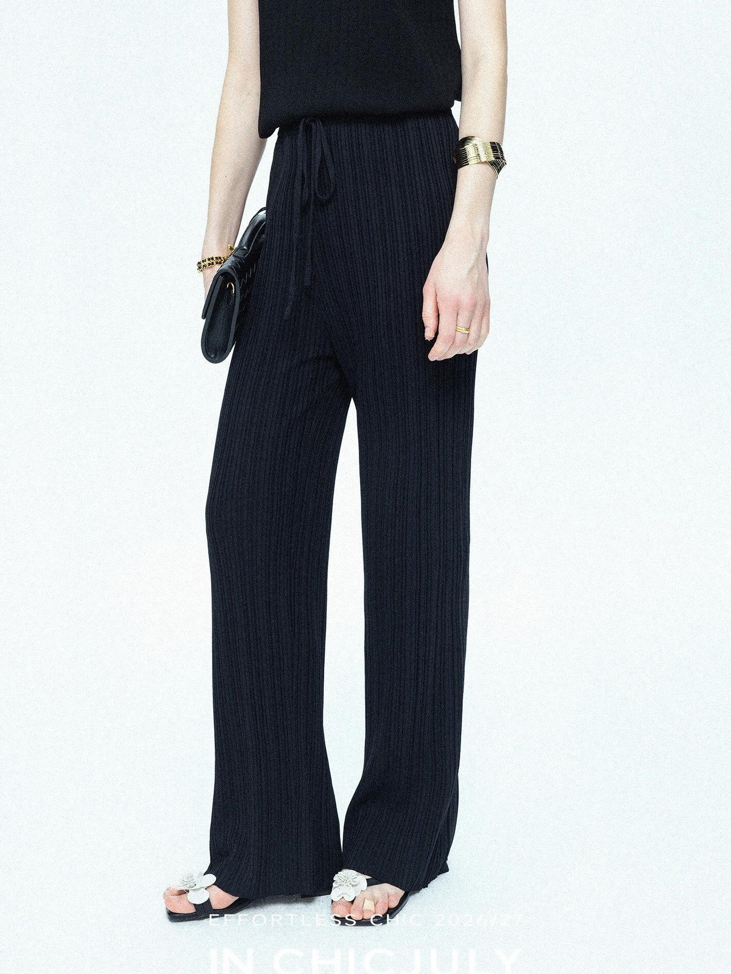 chicjuly Drapey High Waist Pleated High Stretch Straight Leg Women's Other Chinos