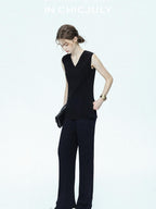 chicjuly Drapey High Waist Pleated High Stretch Straight Leg Women's Other Chinos