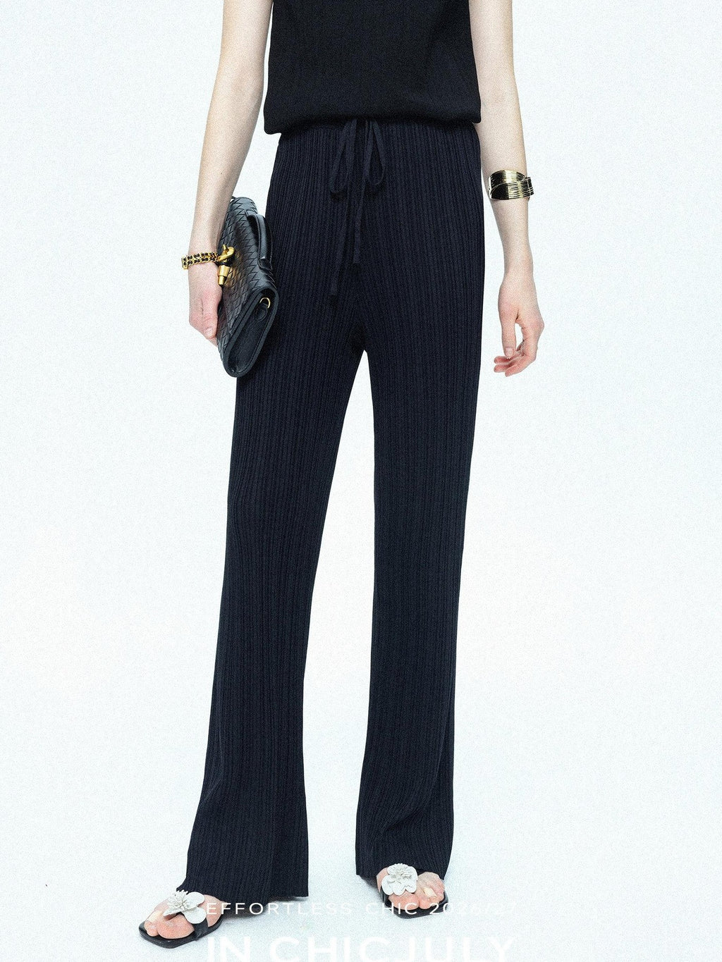 chicjuly Drapey High Waist Pleated High Stretch Straight Leg Women's Other Chinos