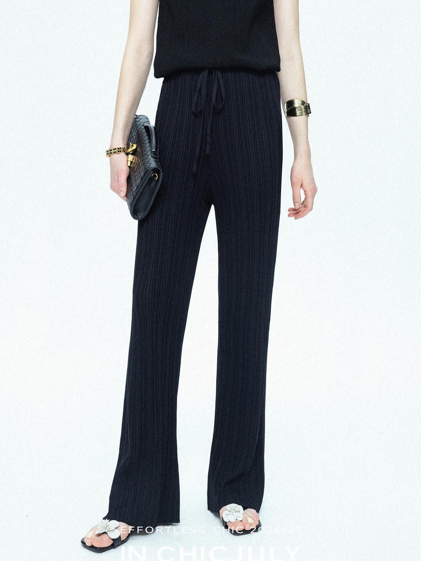 chicjuly Drapey High Waist Pleated High Stretch Straight Leg Women's Other Chinos