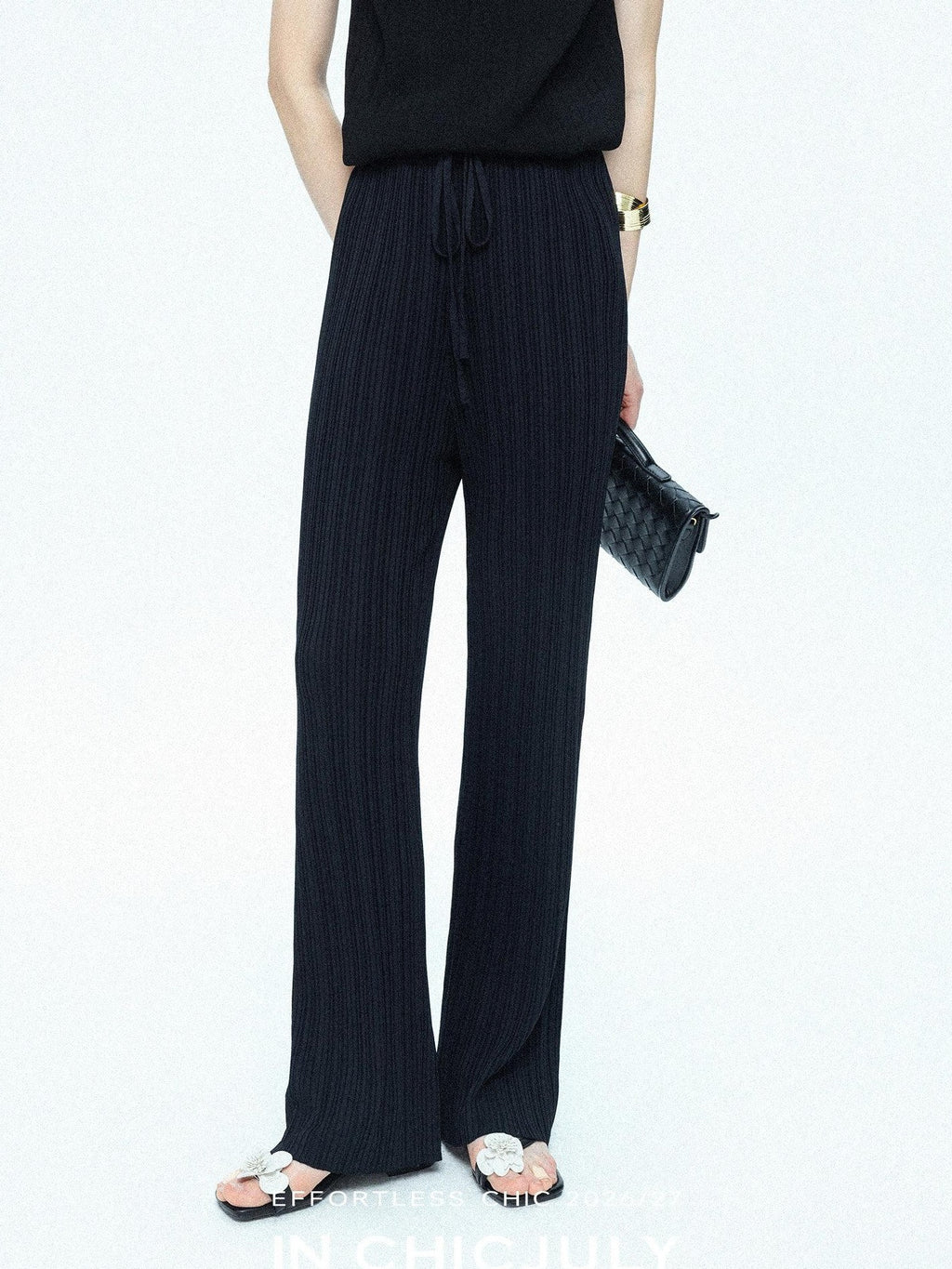chicjuly Drapey High Waist Pleated High Stretch Straight Leg Women's Other Chinos