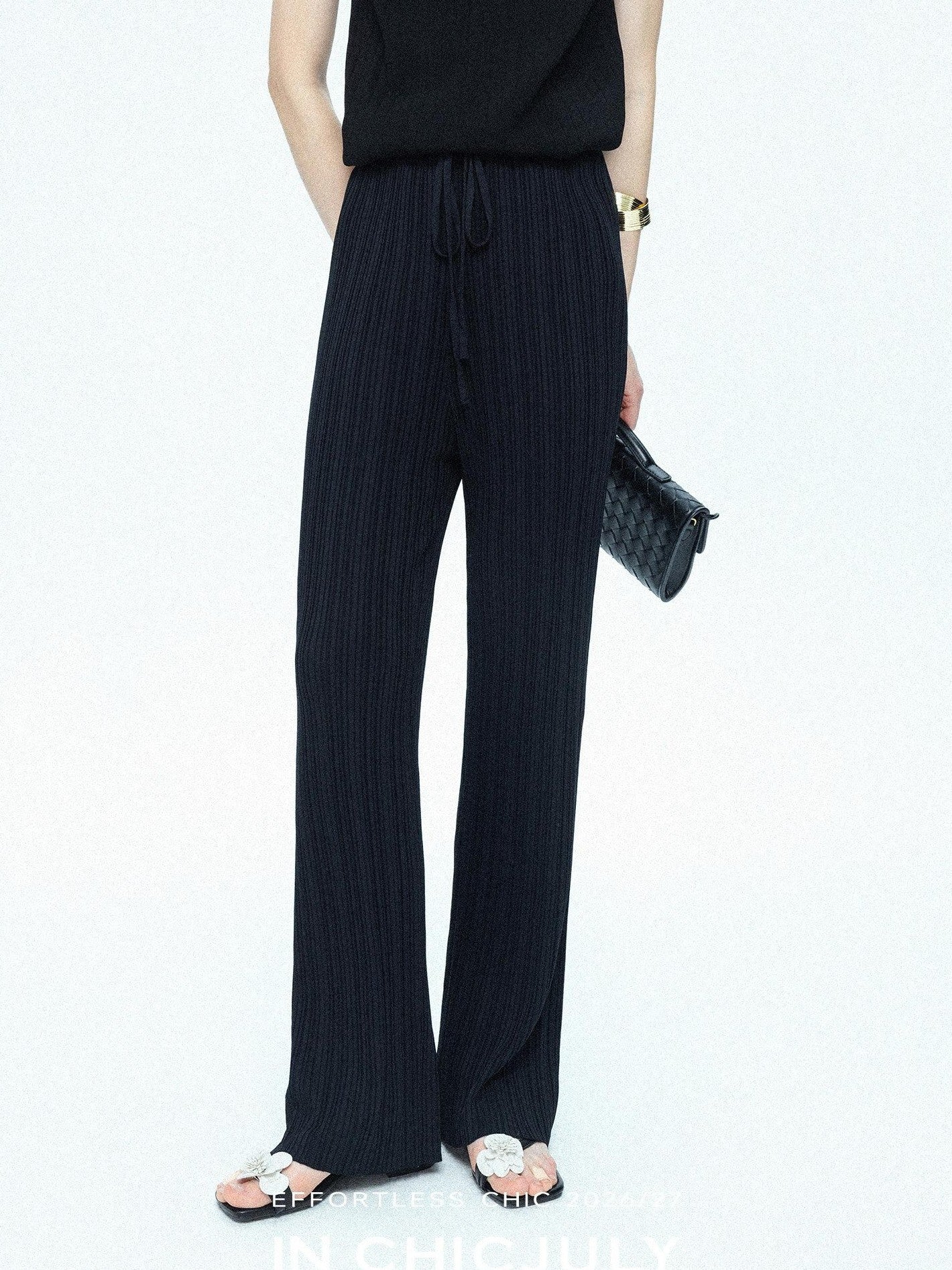 chicjuly Drapey High Waist Pleated High Stretch Straight Leg Women's Other Chinos